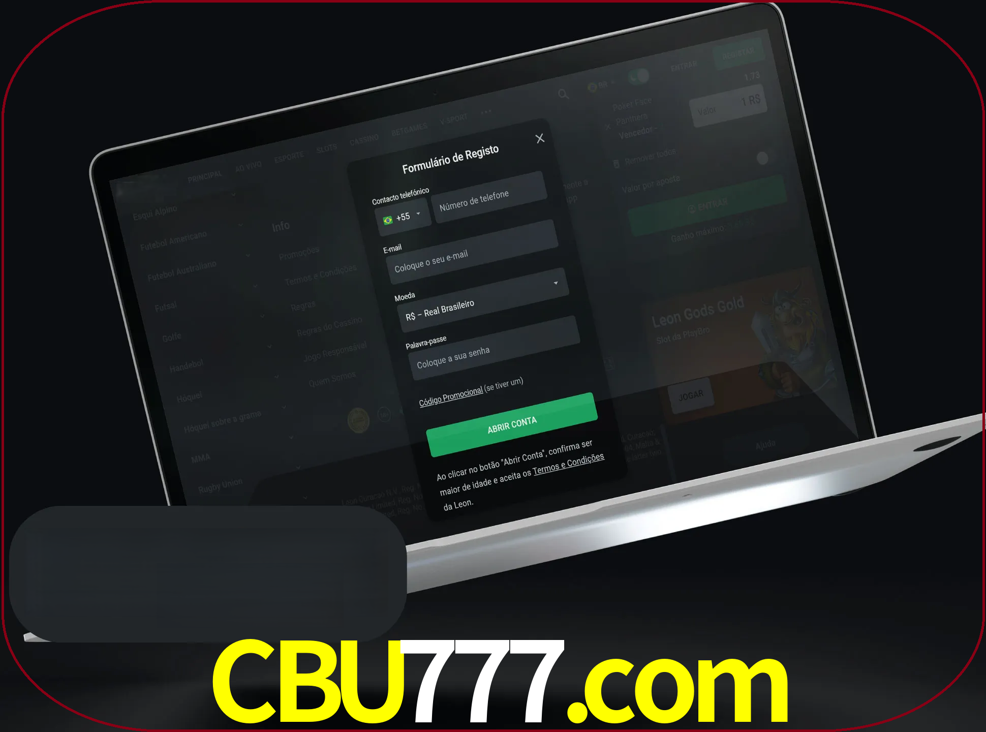 Abra o site da LeonBet e crie sua própria conta.